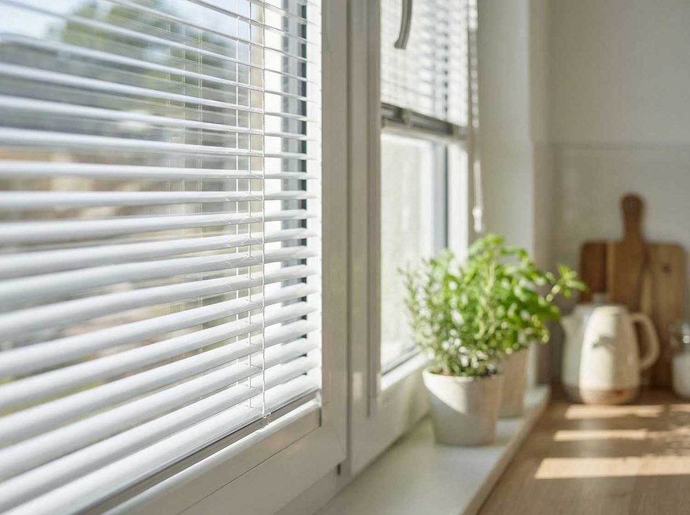 Witte en antraciet jaloezieën